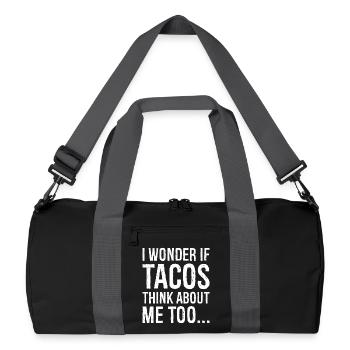 I wonder If Tacos Think about me funny shirt - Recycled Duffel Bag - black/graphite grey - Front