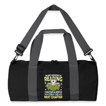 I m not addicted to reading I can quit as soon as - Recycelte Duffel Bag - Schwarz/Graphitgrau - Vorne