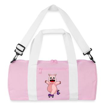 Pig Inline skating Inline skates - Recycled Duffel Bag - pink/white - Front