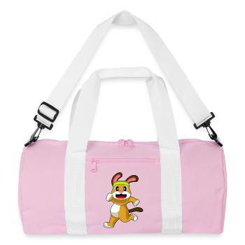 Dog Jogger Jogging Sport - Recycled Duffel Bag - pink/white - Front