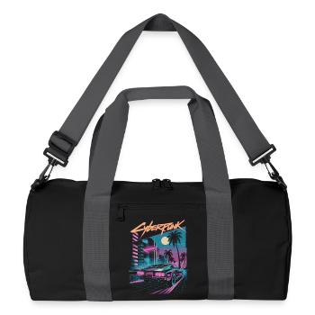 Cyberpunk Retro Stadtstraßen - Recycelte Duffel Bag - Schwarz/Graphitgrau - Vorne