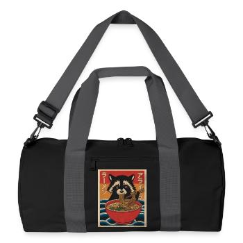 Kawaii Raccoon Ramen Funny Japanese Anime - Recycled Duffel Bag - black/graphite grey - Front