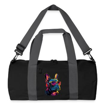 French Bulldog Dog Motif Great Dane Frenchie - Recycled Duffel Bag - black/graphite grey - Front