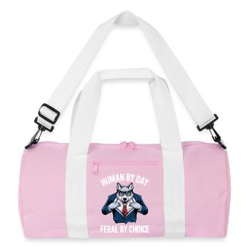 Humain le jour, sauvage par choix - Sac de sport recyclé - rose/blanc - Devant