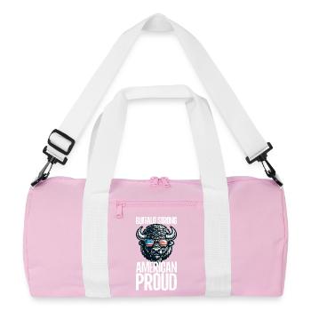 4th of July American Buffalo USA Flag Bison - Recycled Duffel Bag - pink/white - Front