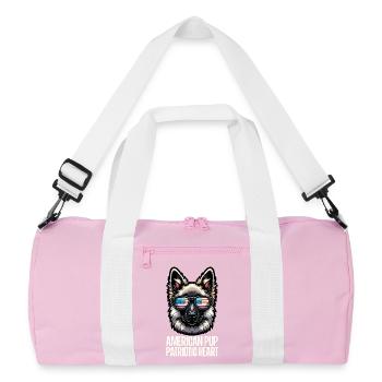 Schäferhund Patriotic Lustiges 4th of July - Recycelte Duffel Bag - Rosa/Weiß - Vorne