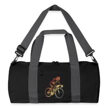 Retro Radfahrerin Line Art - Recycelte Duffel Bag - Schwarz/Graphitgrau - Vorne