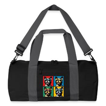 Frenchie Pop Art Bubbles, Pancake, Chonk, Nibbles - Recycled Duffel Bag - black/graphite grey - Front
