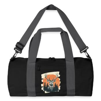 Hirsch mit Geweih - Recycelte Duffel Bag - Schwarz/Graphitgrau - Vorne
