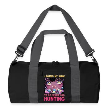 I paused my Anime to go Easter Egg Hunting - Recycled Duffel Bag - black/graphite grey - Front