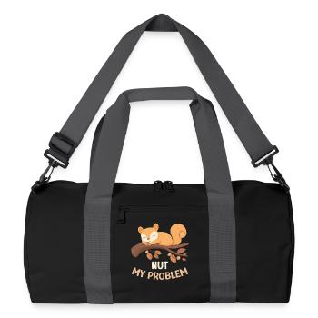 Nut My Problem Eichhörnchen Morgenmuffel Geschenk - Recycelte Duffel Bag - Schwarz/Graphitgrau - Vorne