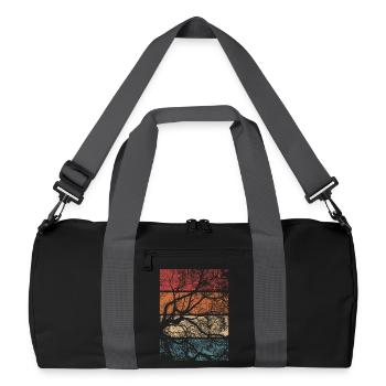 Forest Trees Retro Nature Outdoor Hiking Gift - Recycled Duffel Bag - black/graphite grey - Front