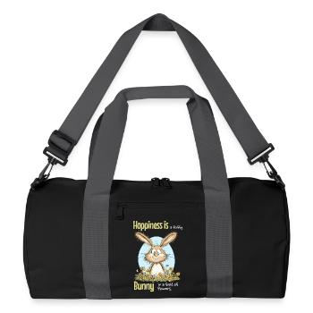Bunny Easter Motif Saying Spring - Recycled Duffel Bag - black/graphite grey - Front