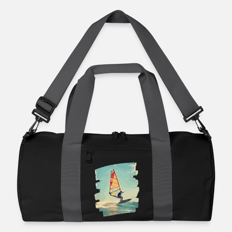 Windsurfer Windsurfing Surfen Wassersport - Recycelte Duffel Bag - Schwarz/Graphitgrau