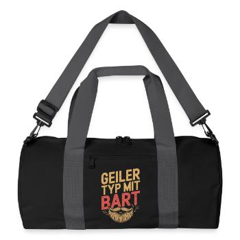 Geiler Typ Mit Bart Bartträger Barbier Vollbart - Recycelte Duffel Bag - Schwarz/Graphitgrau - Vorne