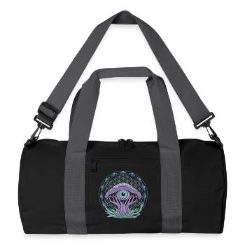 Mushroom Eye Portal | Psychedelic Vision Art - Recycled Duffel Bag - black/graphite grey - Front