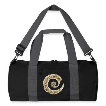 Fibonacci Fungi Spiral | Sacred Nature Art - Recycled Duffel Bag - black/graphite grey - Front
