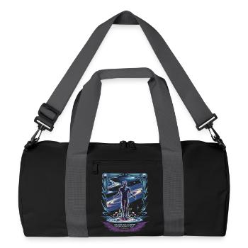 Kosmisches Selbst | Zitat von Alan Watts Universe - Recycelte Duffel Bag - Schwarz/Graphitgrau - Vorne