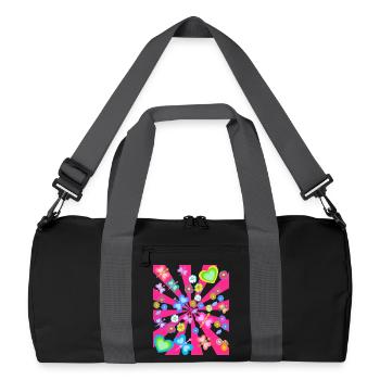 Fleur Florale Coeur Coeurs Papillons Rétro Années 80 - Sac de sport recyclé - noir/gris graphite - Devant