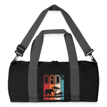 Father With Two Kids Elephant Gift Father's Day - Recycled Duffel Bag - black/graphite grey - Front