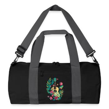 Ukulele Comic Look - Recycelte Duffel Bag - Schwarz/Graphitgrau - Vorne