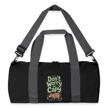 Capybara Dont Worry Be Capy Wasserschwein Nagetier - Recycelte Duffel Bag - Schwarz/Graphitgrau - Vorne