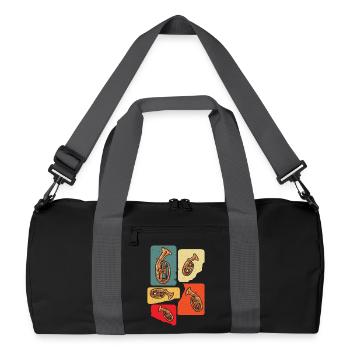 Kreatives Tenorhorn Design in Retro Farben - Recycelte Duffel Bag - Schwarz/Graphitgrau - Vorne