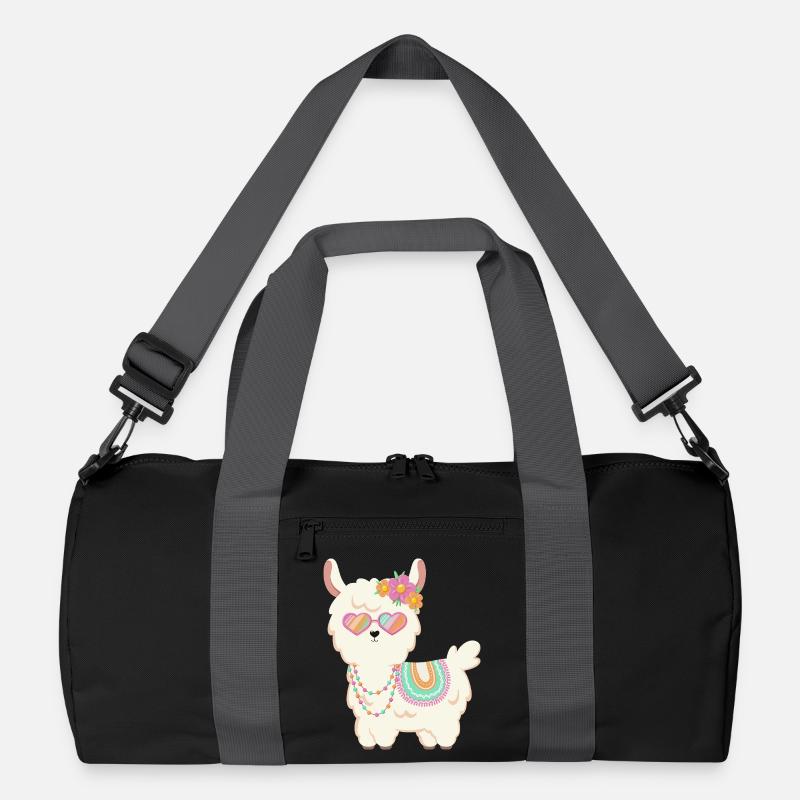 Süßes Lama Sommer - Recycelte Duffel Bag - Schwarz/Graphitgrau