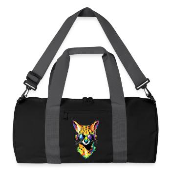 Serval Raubkatze Afrika Savannah Leopard Katzen - Recycelte Duffel Bag - Schwarz/Graphitgrau - Vorne
