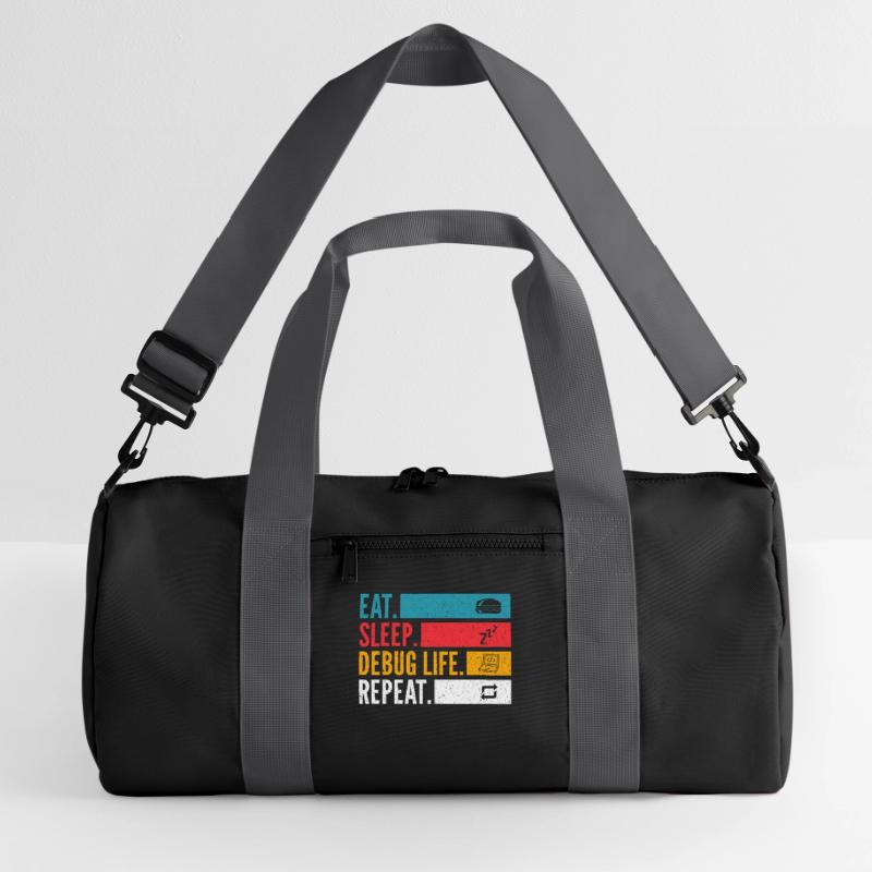 Eat Sleep Debug Repeat Developer Shirt Recycled Duffel Bag