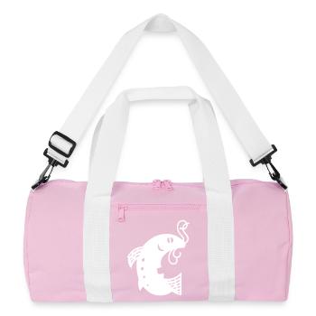 Fish on the hook white Vectorgraphic - Recycelte Duffel Bag - Rosa/Weiß - Vorne