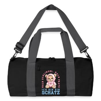 Ours mignon mi-coquin mi-grimace chérie - Sac de sport recyclé - noir/gris graphite - Devant