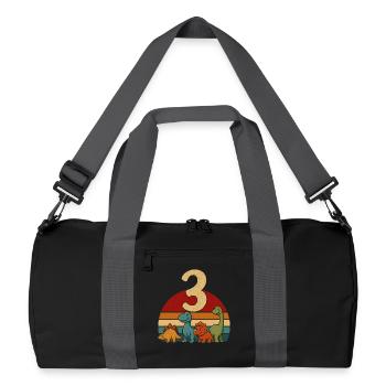 3 Years Retro Dinosaur Kids Birthday Dino - Recycled Duffel Bag - black/graphite grey - Front