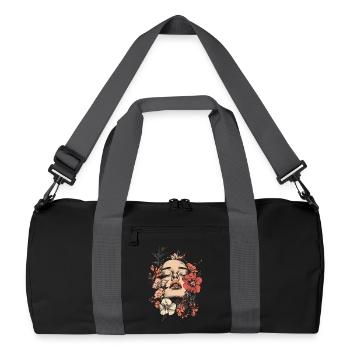 Frauenkopf Blumen Weltfrauentag Kreativ Abstrakte - Recycelte Duffel Bag - Schwarz/Graphitgrau - Vorne