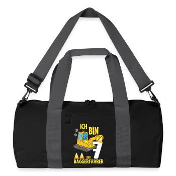 Birthday Excavator 7 Years Excavator Party Gift - Recycled Duffel Bag - black/graphite grey - Front
