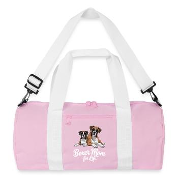 Boxer Mom For Life - Recycled Duffel Bag - pink/white - Front