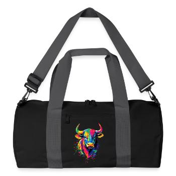 Bull Bull Ox Cattle Farm Cow Taurus Bulls - Recycled Duffel Bag - black/graphite grey - Front