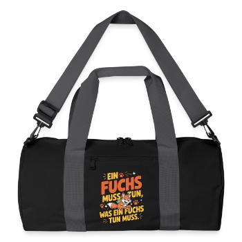 Fuchs Spruch Ein Fuchs Muss Tun Was Fuchs Tun Muss - Recycelte Duffel Bag - Schwarz/Graphitgrau - Vorne