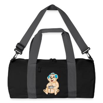 Playful Gaming Dog golden retriever - Recycled Duffel Bag - black/graphite grey - Front