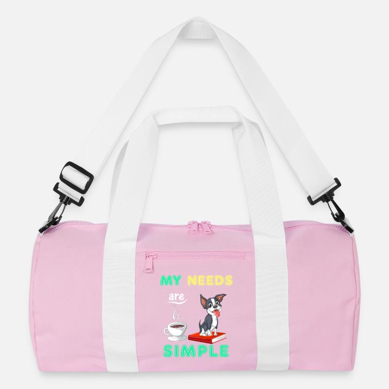 My Needs Are Simple Boston Terrier Kaffee und Buch Recycelte Duffel Bag