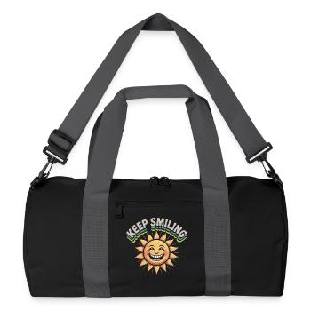 Graphique de soleil souriant avec message - Sac de sport recyclé - noir/gris graphite - Devant