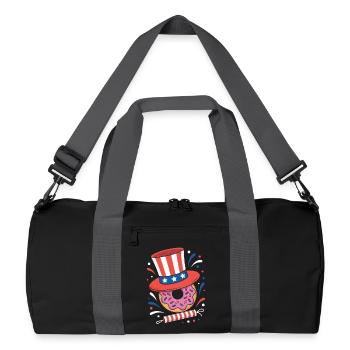Donut Sprinkle Patriotic Independence Day 4th of - Recycled Duffel Bag - black/graphite grey - Front
