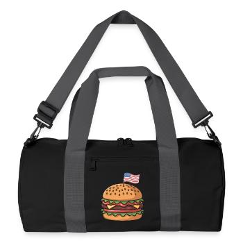 Cheeseburger Patriotic Independence Day 4th of - Recycled Duffel Bag - black/graphite grey - Front
