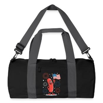 Patriotic Kawaii Sausage Independence Day 4th of - Recycled Duffel Bag - black/graphite grey - Front