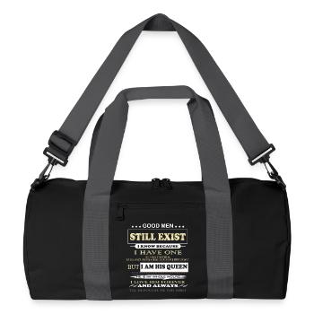 Gute Männer gibt es immer noch, ich bin seine Königin, Beziehung - Recycelte Duffel Bag - Schwarz/Graphitgrau - Vorne