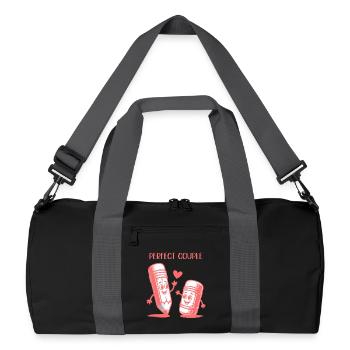Dessin au crayon et à la gomme d'un couple parfait - Sac de sport recyclé - noir/gris graphite - Devant