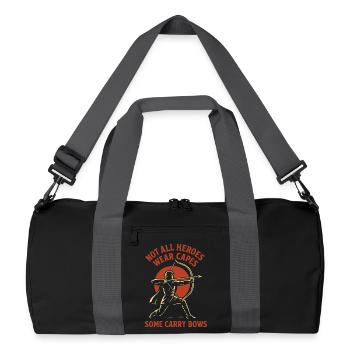 Nicht Alle Helden Tragen Umhänge Einige Bögen - Recycelte Duffel Bag - Schwarz/Graphitgrau - Vorne