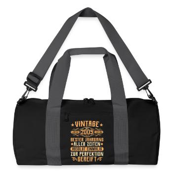Vintage 2009 Year of birth - 16th birthday - Recycled Duffel Bag - black/graphite grey - Front