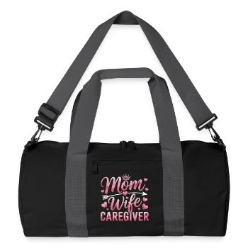 Mutter Tochter Herz Motiv - Recycelte Duffel Bag - Schwarz/Graphitgrau - Vorne