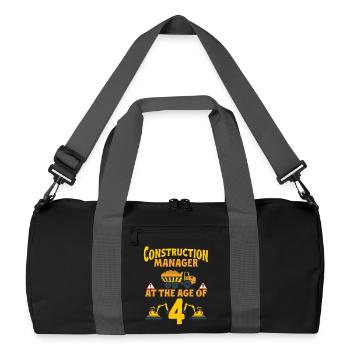 Construction Party 4th Birthday 4 Years Old truck - Recycled Duffel Bag - black/graphite grey - Front